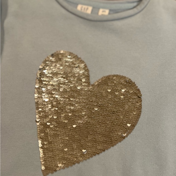 GAP. Size S (6-7). Blue sequin silver/white heart tunic sweater dress - Picture 2 of 8